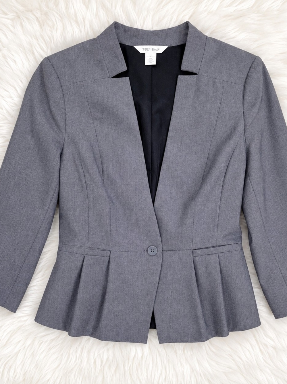 White House Black Market Gray Peplum Single-Button Blazer Size 8 Jacket